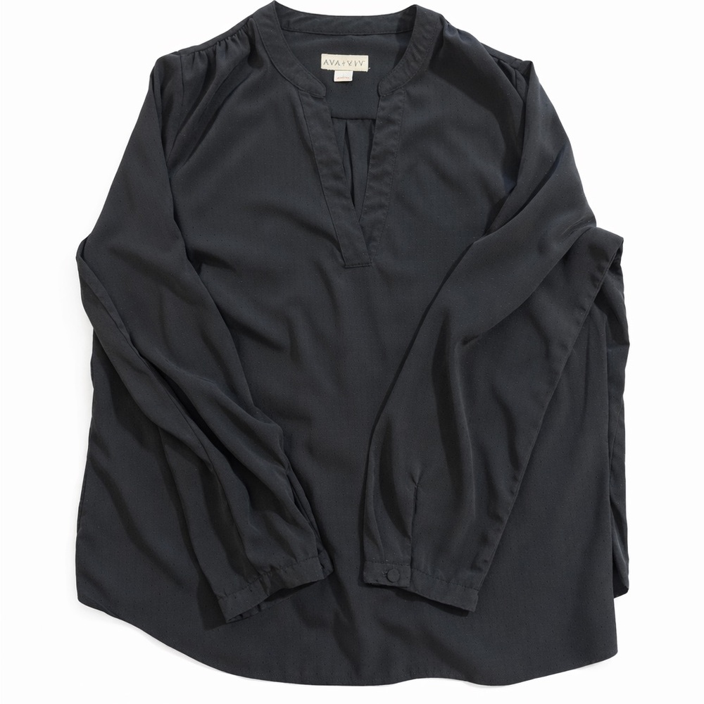 Long Sleeve Black Blouse v-neck size XL